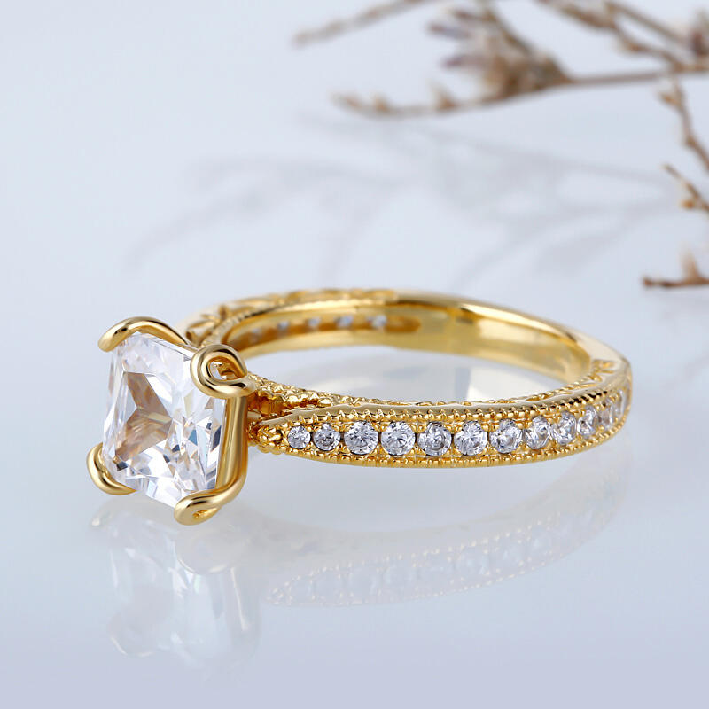Anillo Con Tono Dorado Milgrain De Talla Princesa En Plata De Ley