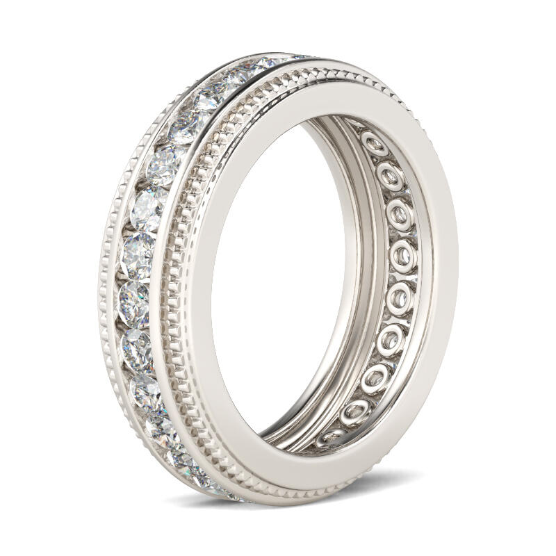 Jeulia Bead Design Round Cut Sterling Silver Men's Band