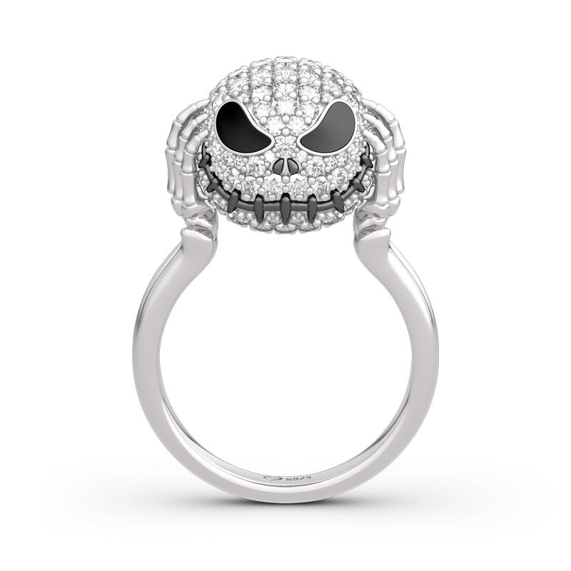 Jeulia "King of Halloween Town" Skull Design Sterling Silver Ring