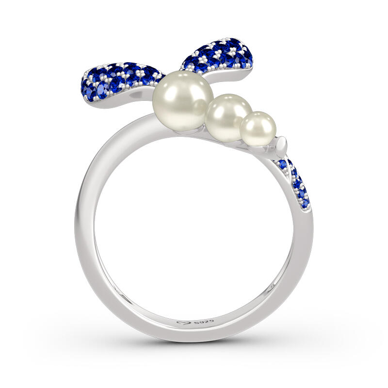 Jeulia "Dancing by the Moonlight" Mermaid Tail Faux Pearl Sterling Silver Ring