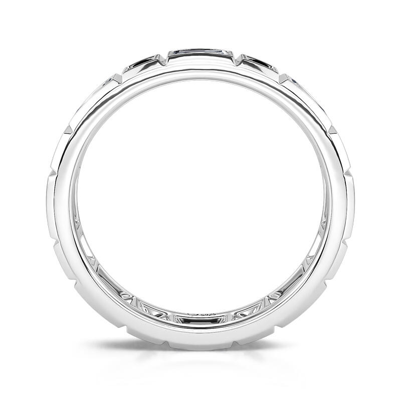 Jeulia Bague pour Homme Alternance de Pierres Rondes Coupe Émeraude en Argent Sterling