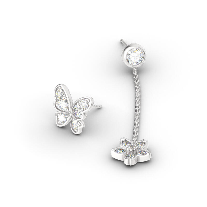 Jeulia Butterfly Sterling Silver Mismatched Earrings
