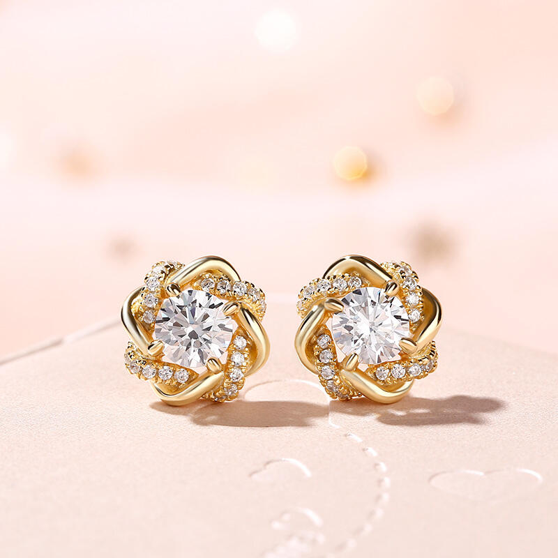 Jeulia Knot of Love Sterling Silver Stud Earrings