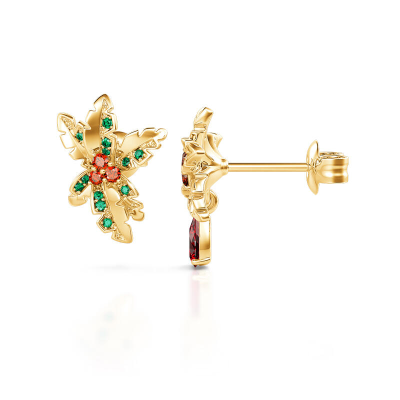 Jeulia "Everlasting Mistletoe" Pear Cut Sterling Silver Asymmetrical Earrings