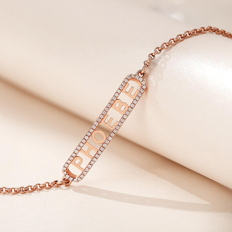 Jeulia Pulsera simple de plata personalizada de nombre para mujer