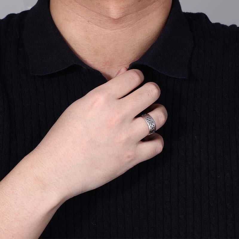 "My Best Memory" Openwork Men's Wedding Ring