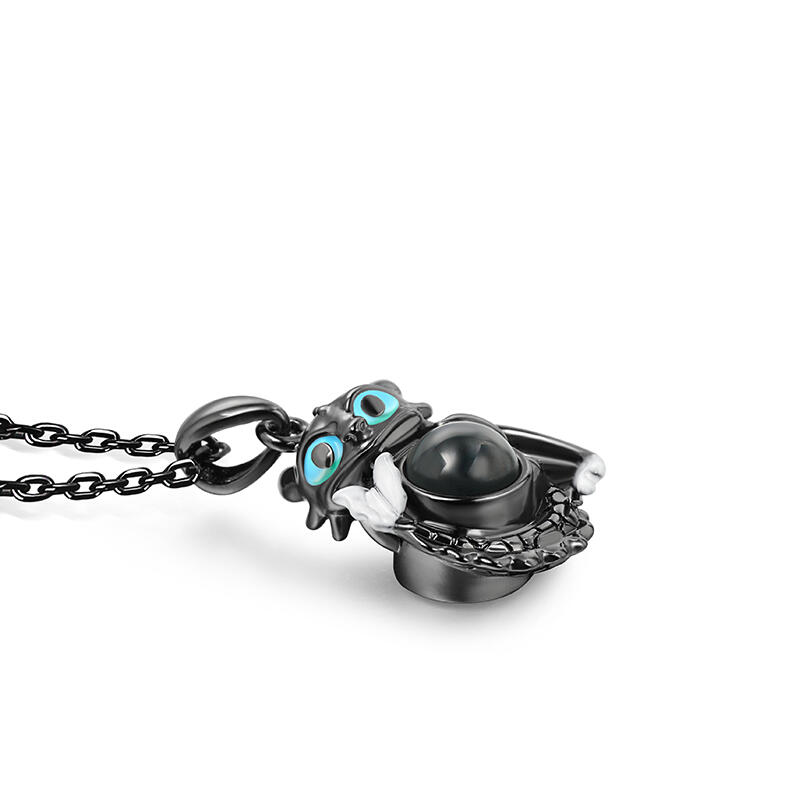 Jeulia Collar de Lindo Dragón Plata de Ley con Proyección de Foto Personalizada