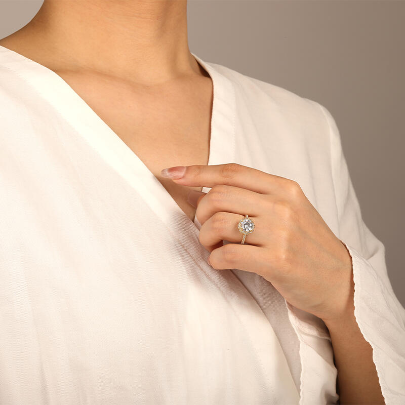 "The Way You Make Me Feel" Round Cut Halo Engagement Ring