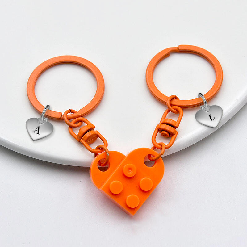 合わせるハート イニシャル カップル ペアキーホルダー オーダーメイド