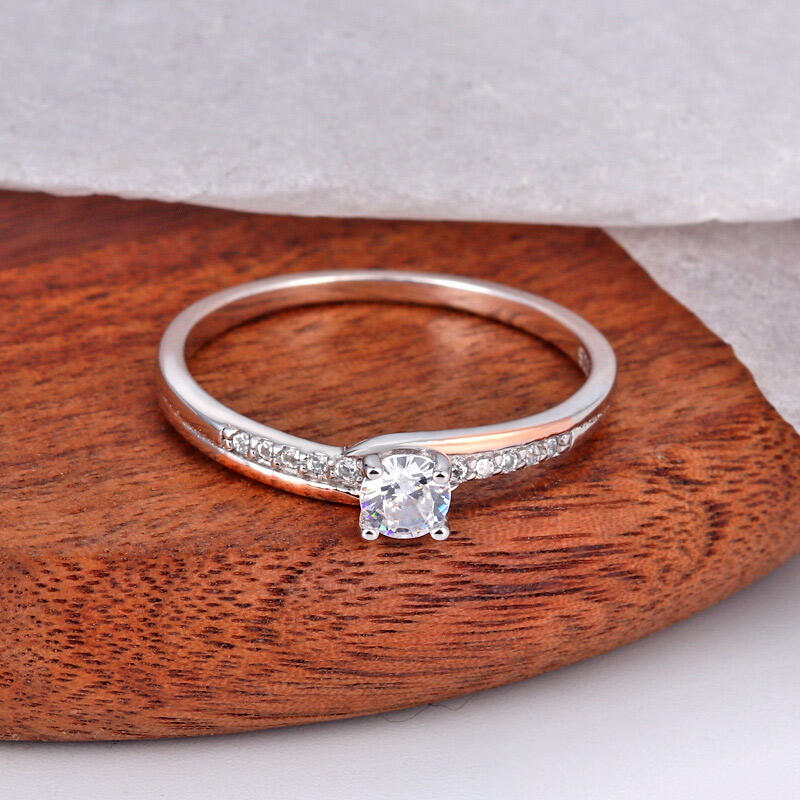 Jeulia Anillo de Promesa de Dos Tonos en Plata Esterlina