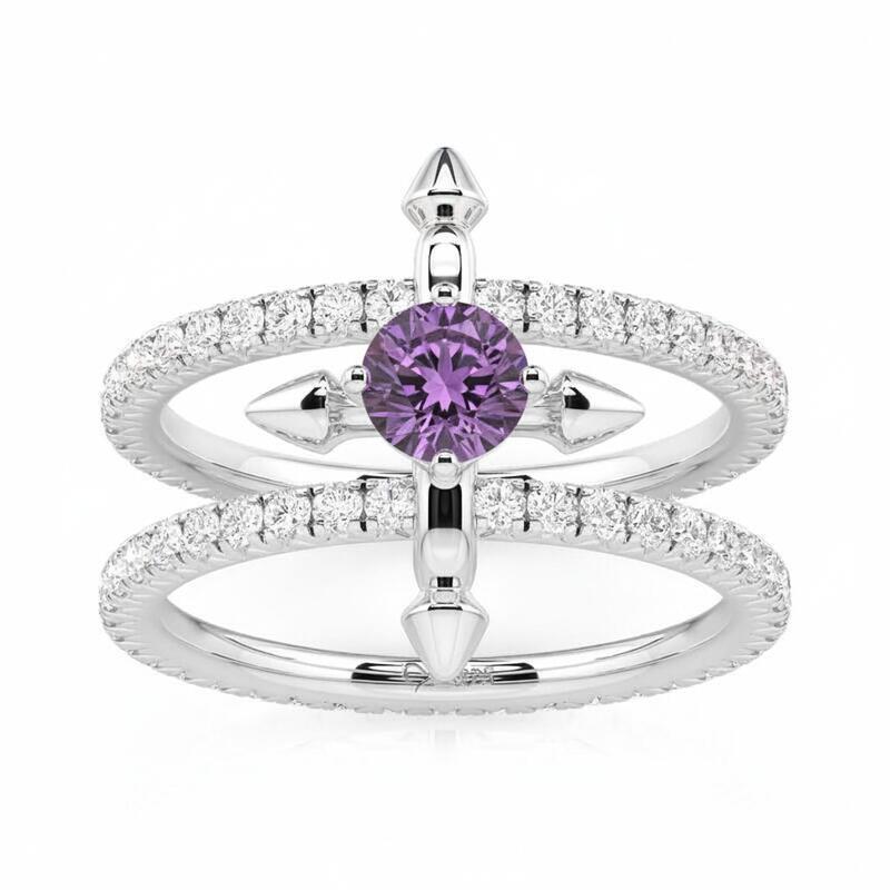 Jeulia Custom Double Row Floating Round Cut Birthstone Ring