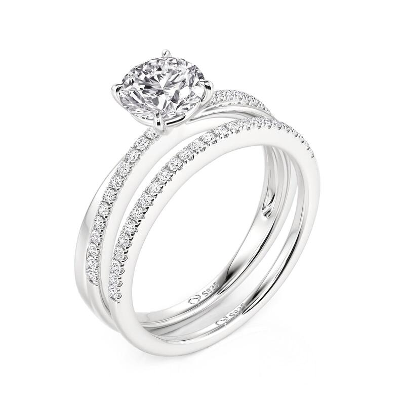 Jeulia Simple Twist Round Cut Engagement Ring Set - Jeulia Jewelry