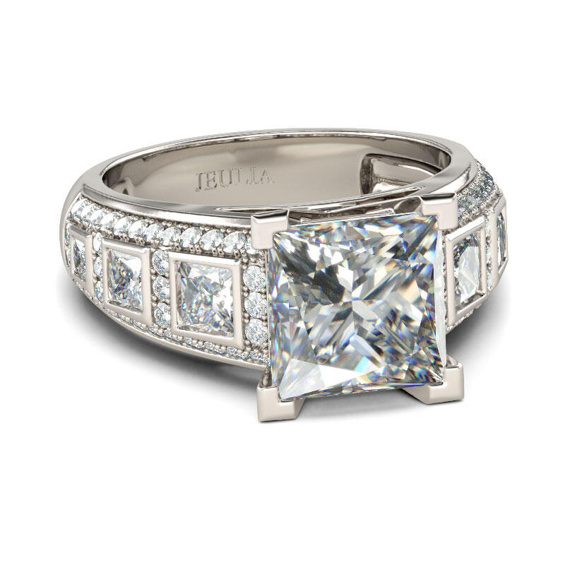 Jeulia Anillo Con Talla Princesa Clásica En Plata De Ley