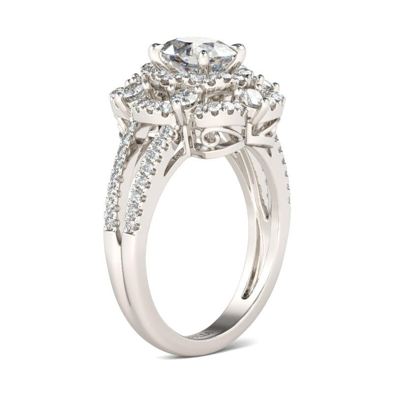 جوليا خاتم قطع بيضاوي من الفضة الإسترليني على شكل أزهار