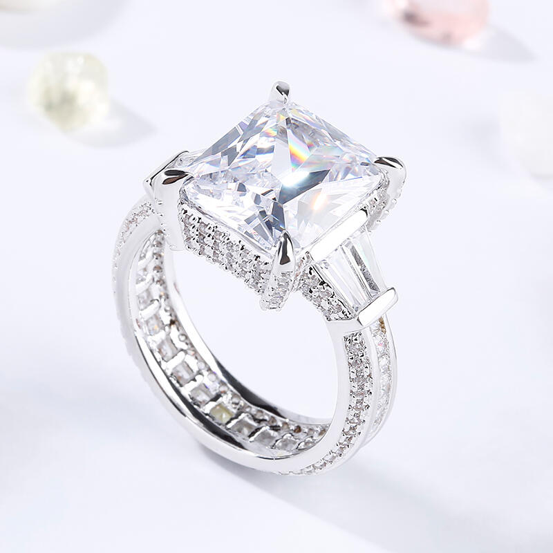 Jeulia Radiant Cut Eternity Sterling Silver Ring