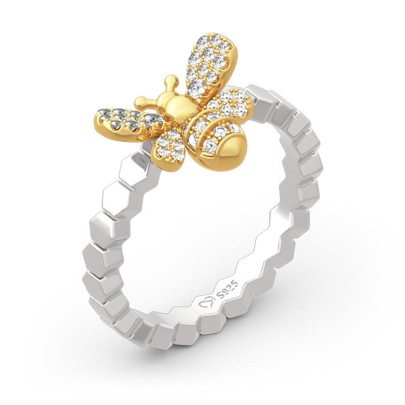 Jeulia Bee Design Sterling Silver Ring