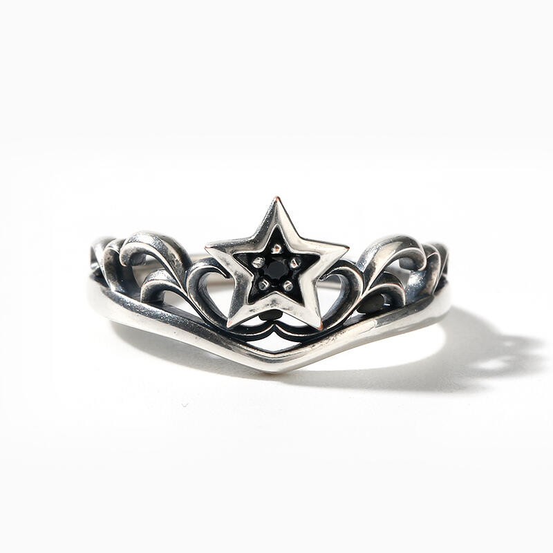 Jeulia Star Design Round Cut Sterling Silver Ring