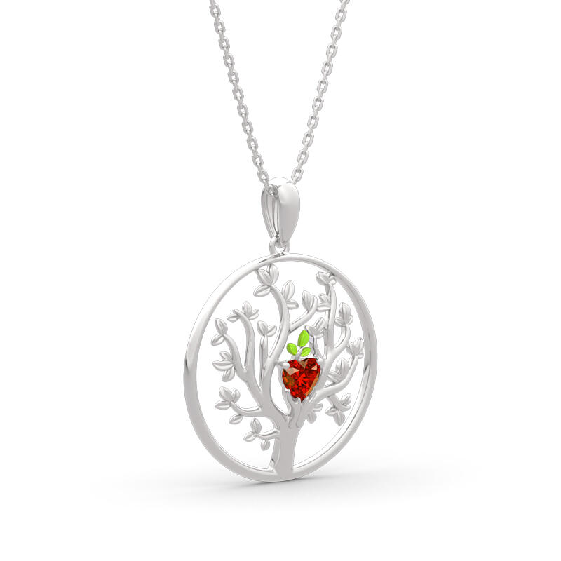 Jeulia Collar de plata de ley con corte de corazón "árbol de la vida"