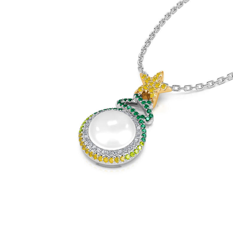 Jeulia "Christmas Tree" Cultured Pearl Sterling Silver Necklace