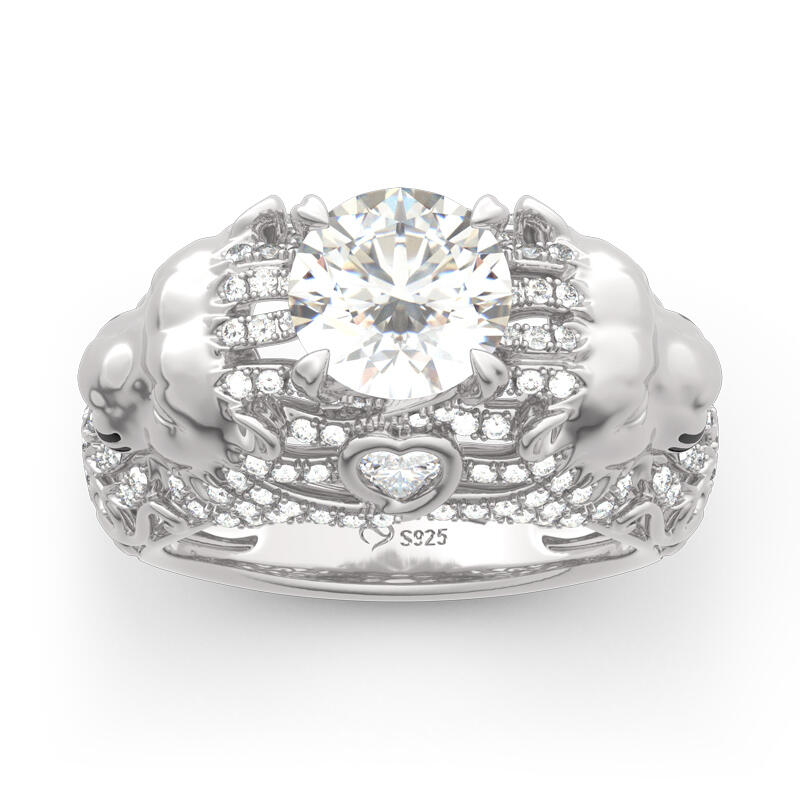 Jeulia Lion Inspired Round Cut Sterling Silver Ring
