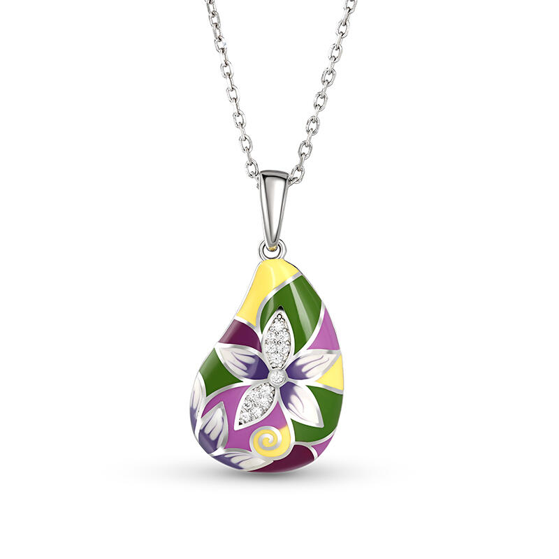 Jeulia Conjunto de Joyas de Esmalte Multicolor de Plata de Ley