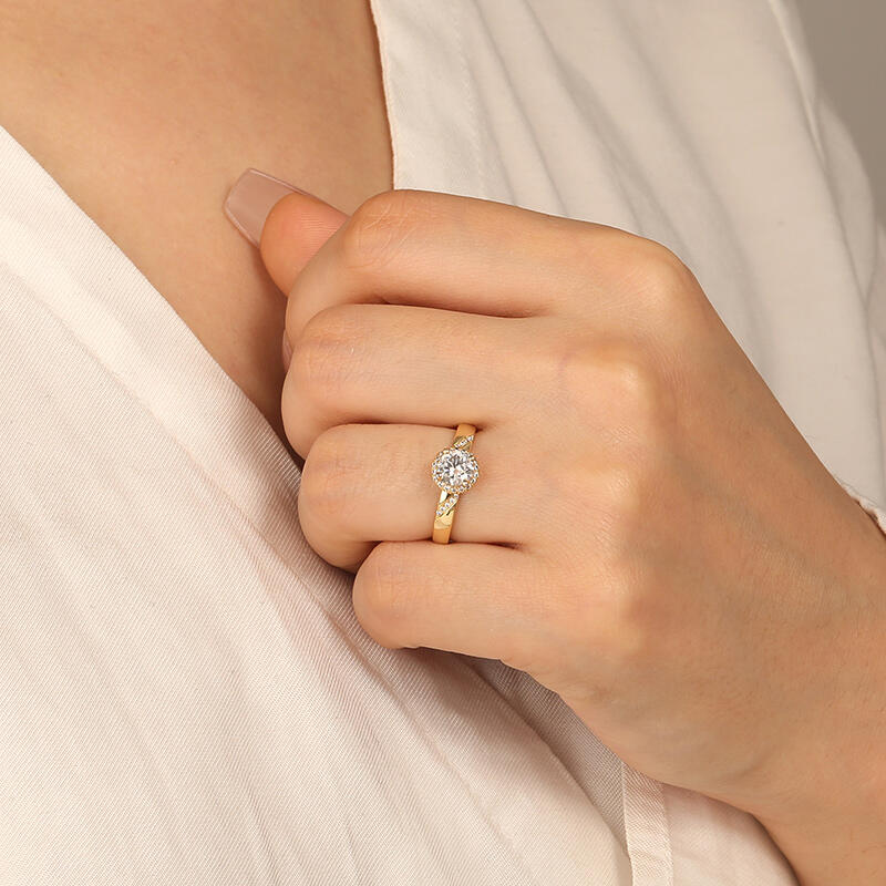 "Everlasting Love" Round Cut Halo Engagement Ring