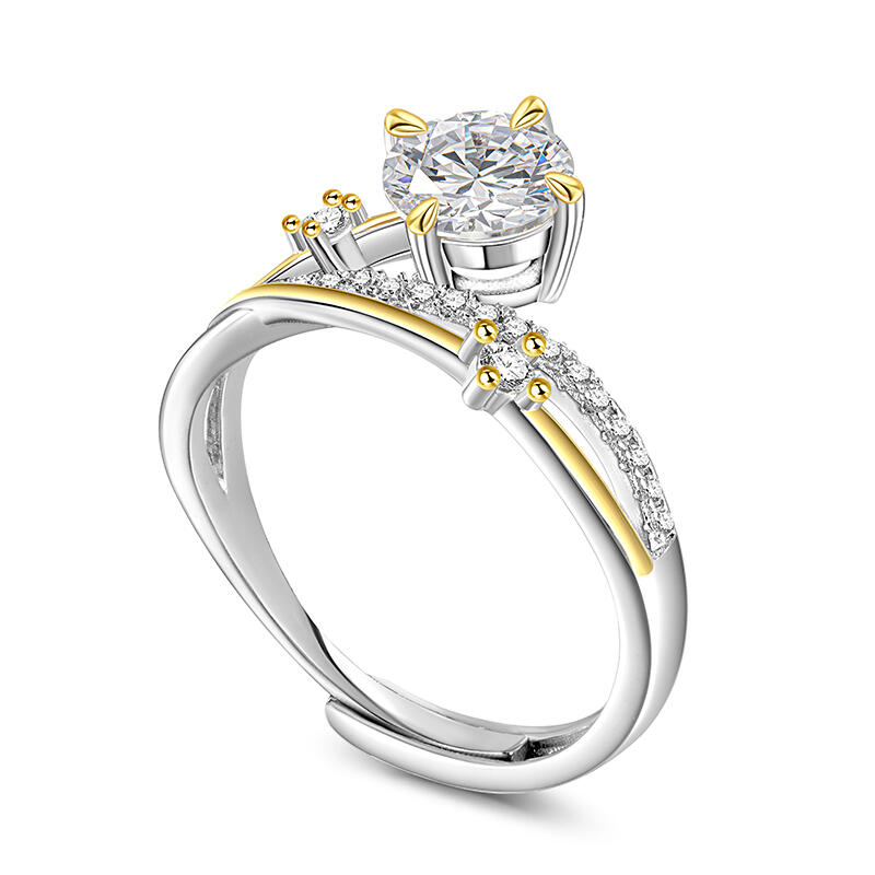 Jeulia "Meteor Trail" Two Tone Sterling Silver Open Ring