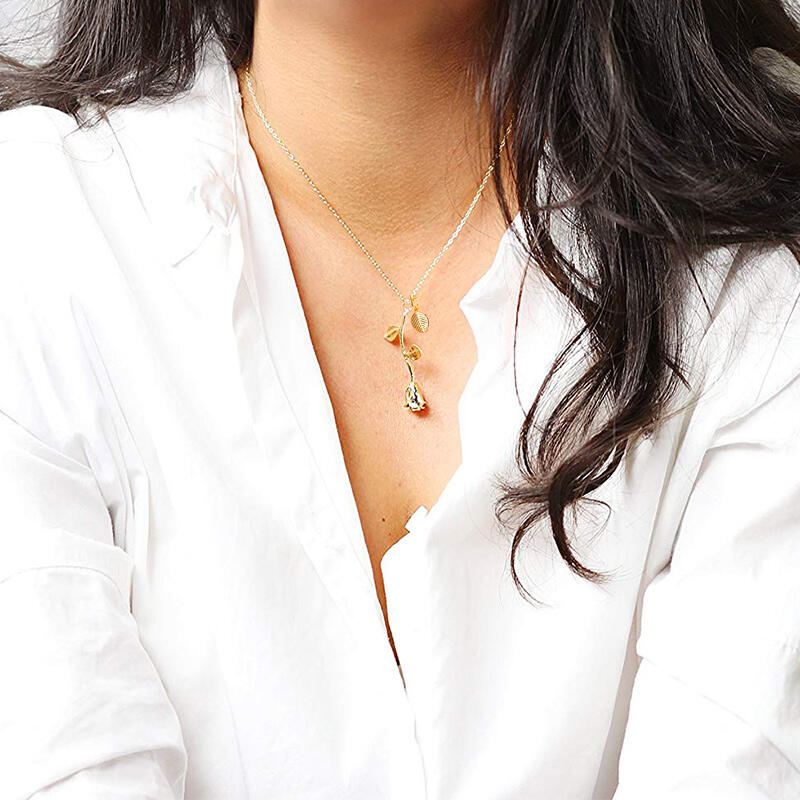 Jeulia Rose With Initial Necklace Sterling Silver