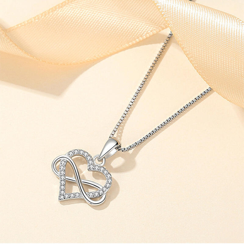 Jeulia "You Complete Me" Infinity Love Heart Sterling Silver Necklace