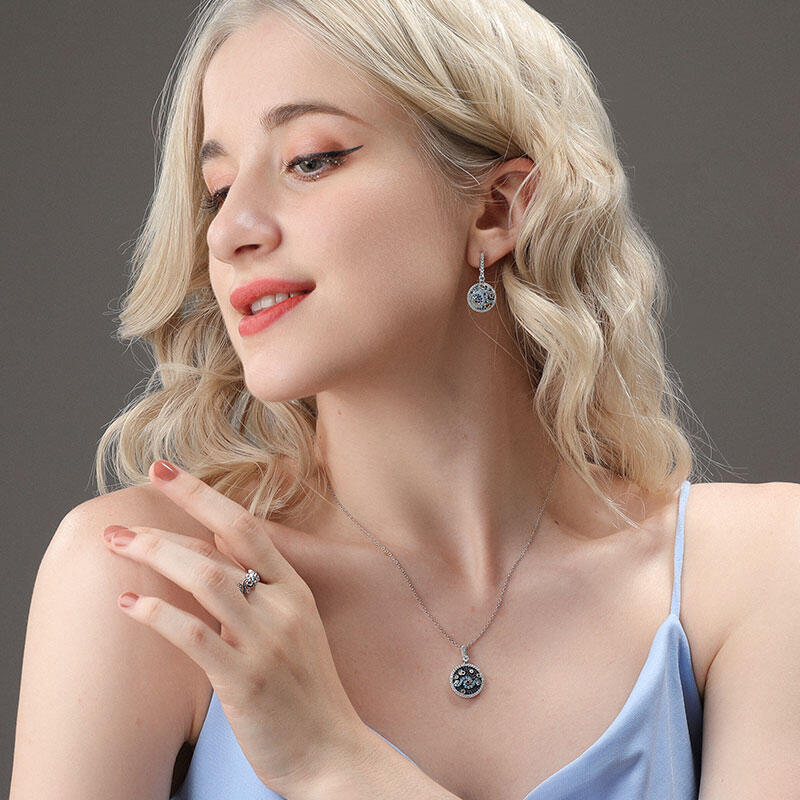 Jeulia "Pure Night" The Starry Night Inspired Sterling Silver Earrings