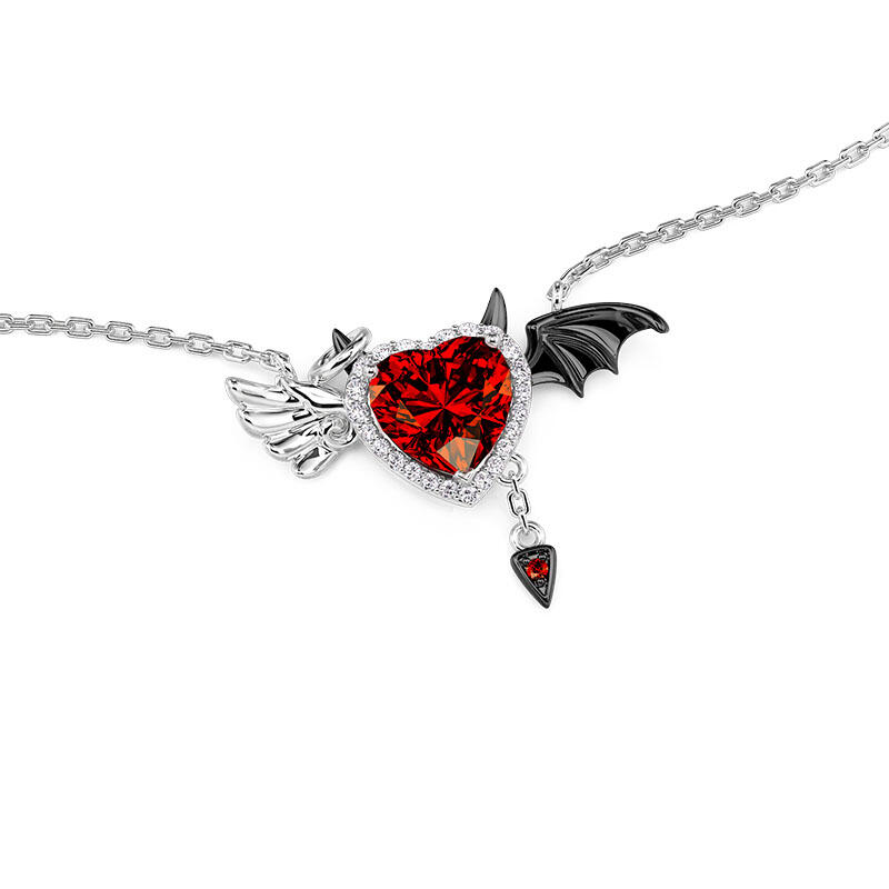 Jeulia “Angels and Demons” Wing Heart Necklace