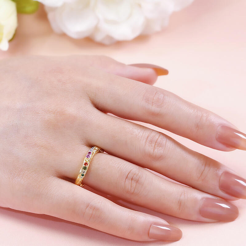 Jeulia Multi-Stone Twist Sterling Silver Women's Band