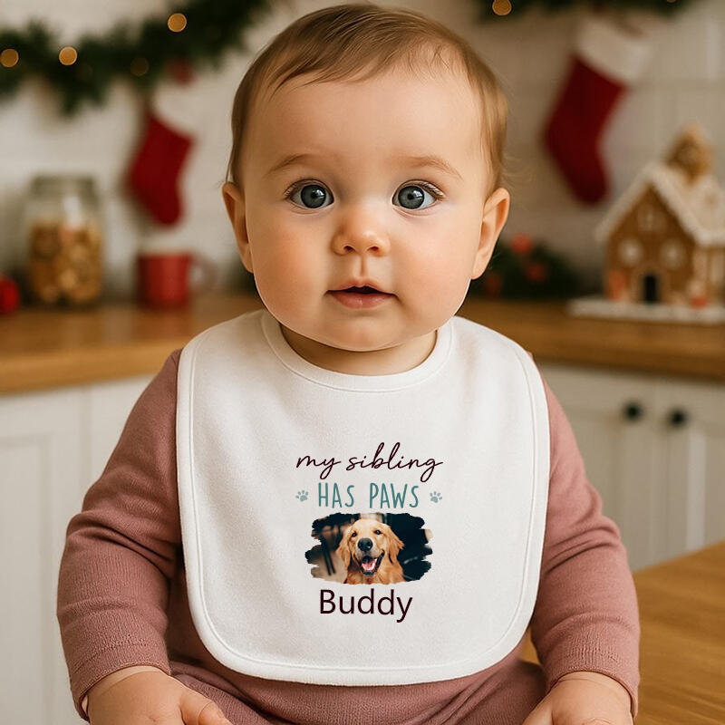 Babero de bebé personalizado con nombre y foto personalizada, regalo creativo para niños