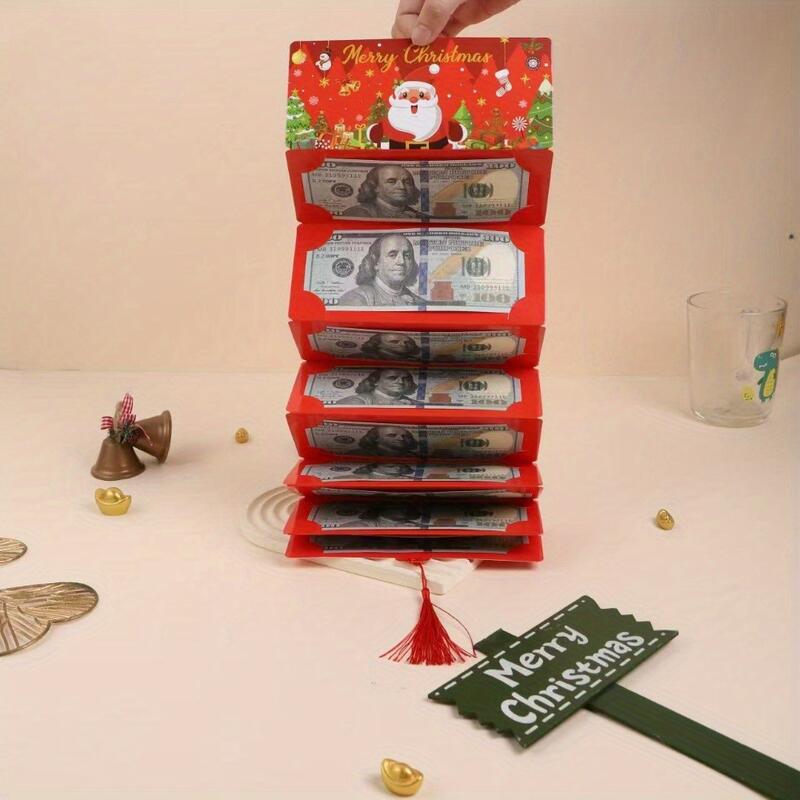 Santa Claus Dollar Bill 10-Slot Red Envelope Surprise Party Money Cash Box for Christmas
