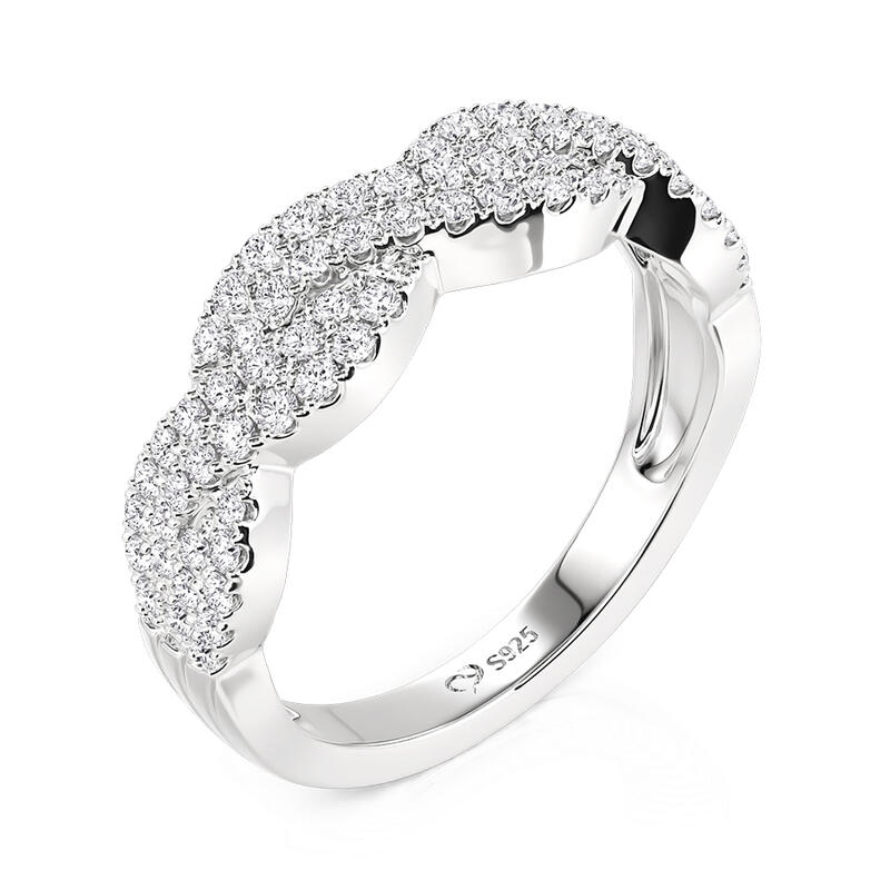 Jeulia Classic Double Twist Eternity Wedding Band