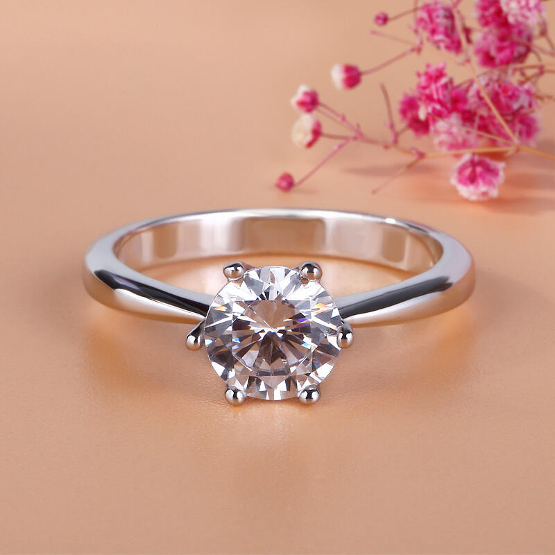 Jeulia Solitaire Round Cut Sterling Silver Ring