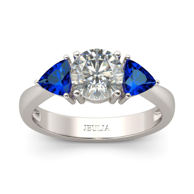 Jeulia Three Stone Round Cut Sterling Silver  Ring