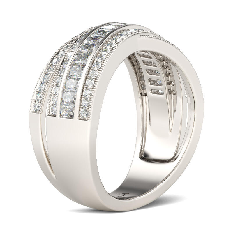 Jeulia Cross Round Cut Sterling Silver Women's Band