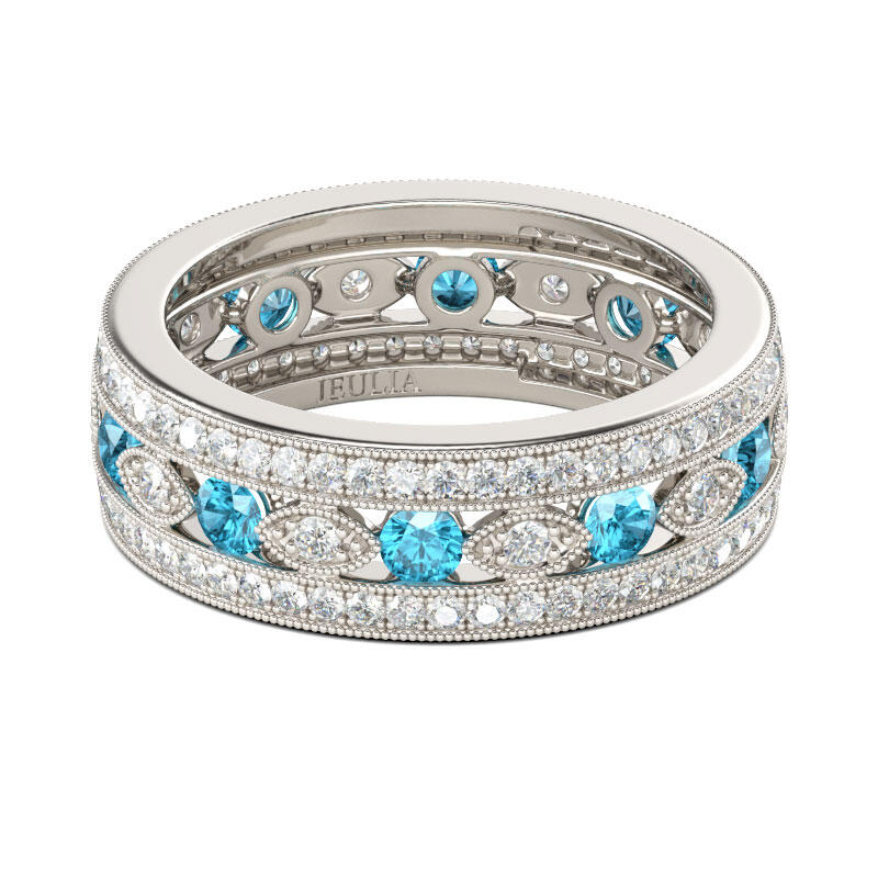 Jeulia Milgrain Round Cut Sterling Silver Women's Band