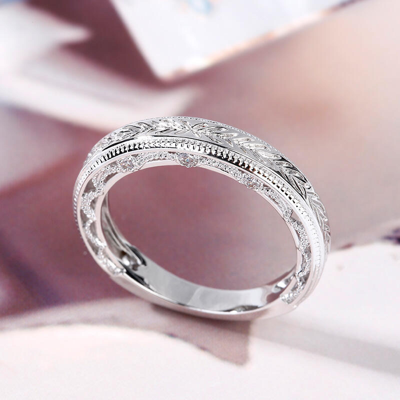 Jeulia Vintage Carving Sterling Silver Women's Band