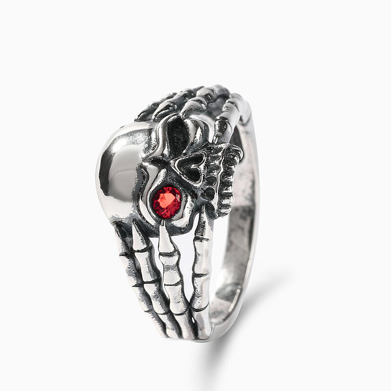 Jeulia "Oeil du démon" Bague Crâne Squelette Argent Sterling