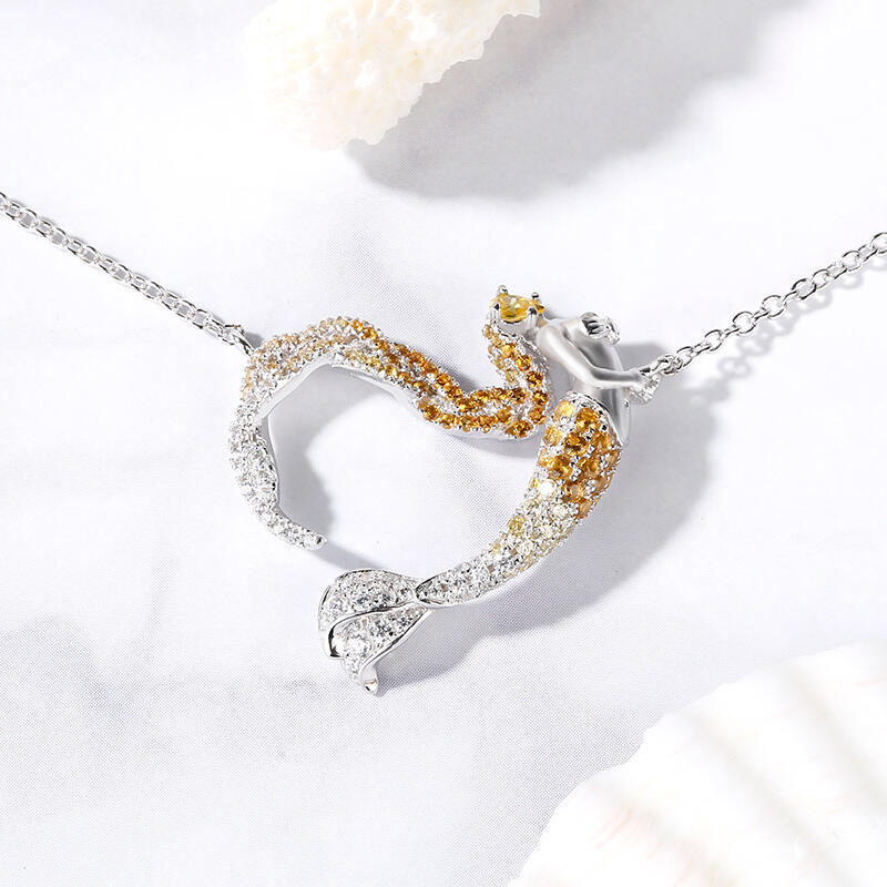 Jeulia "Ocean's Light" Sterling Silver Mermaid Gift Necklace for Valentine's Day