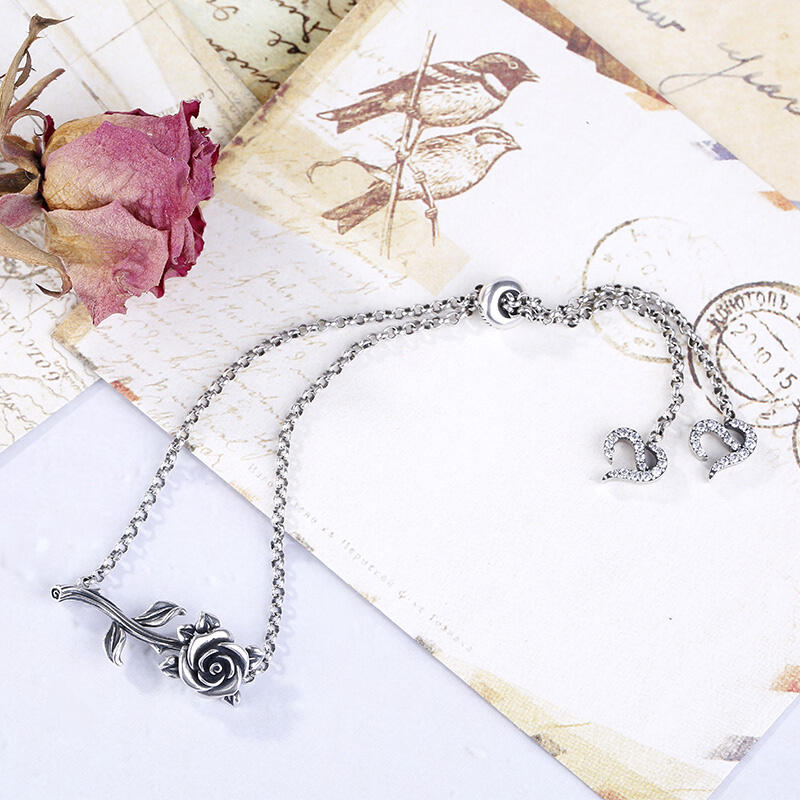 Jeulia Heart Leaves Rose Branch Bracelet