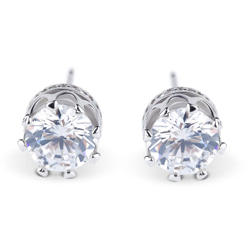 Jeulia Classic Crown Sterling Silver Stud Earrings