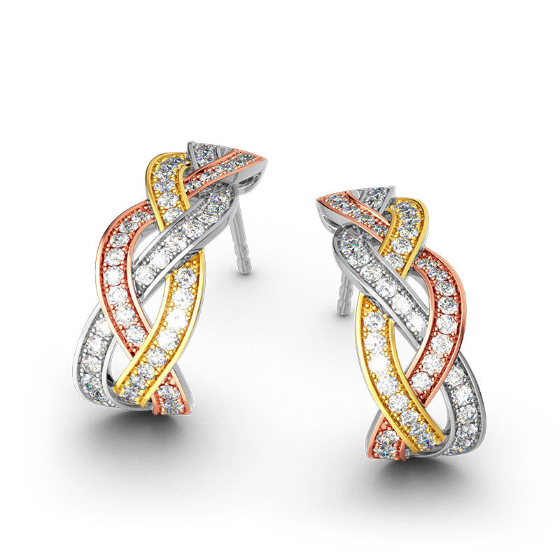 Jeulia Intertwined Tri-Tone Earrings