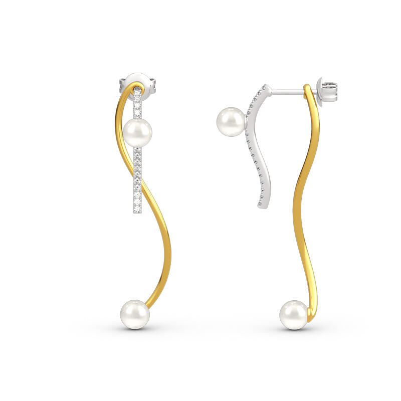 Jeulia Geometry Tassel Cultured Pearl Sterling Silver Earrings