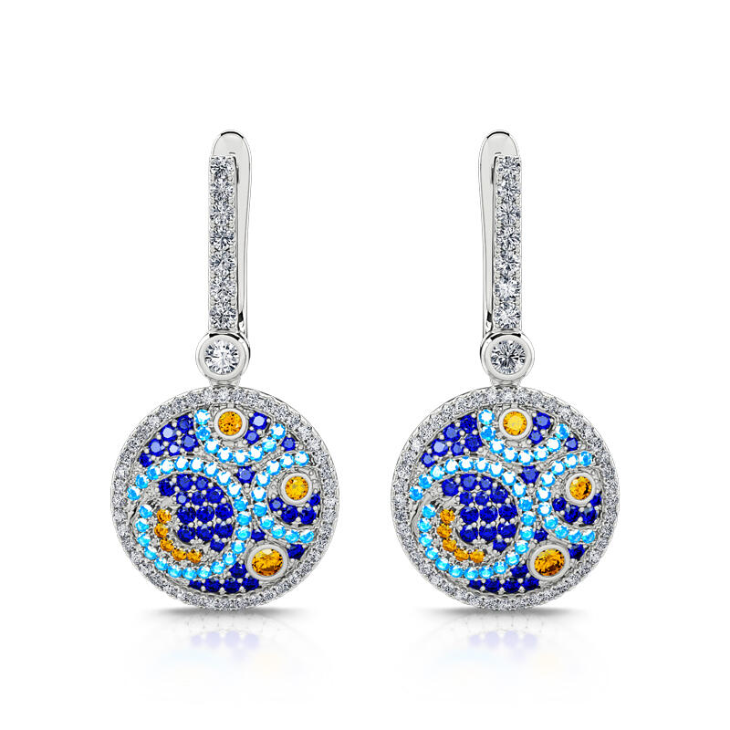 Jeulia "Pure Night" The Starry Night Inspired Sterling Silver Earrings