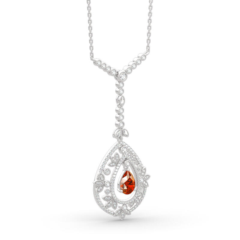 Jeulia Vintage Leaf Design Sterling Silver Necklace