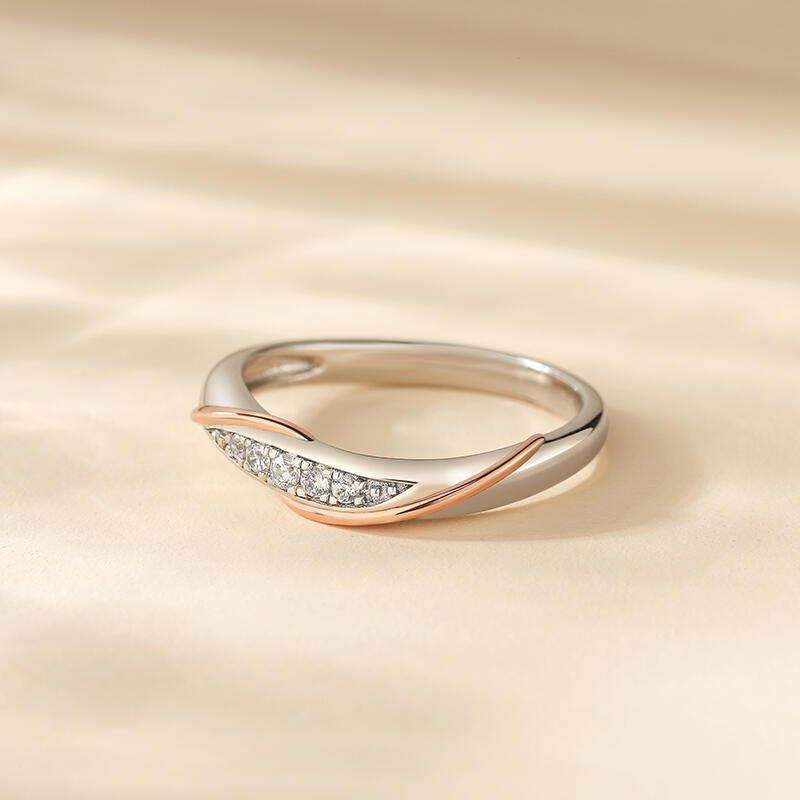 Jeulia Deux tons Torsadé Or Rose Alliance pour femmes Argent Sterling