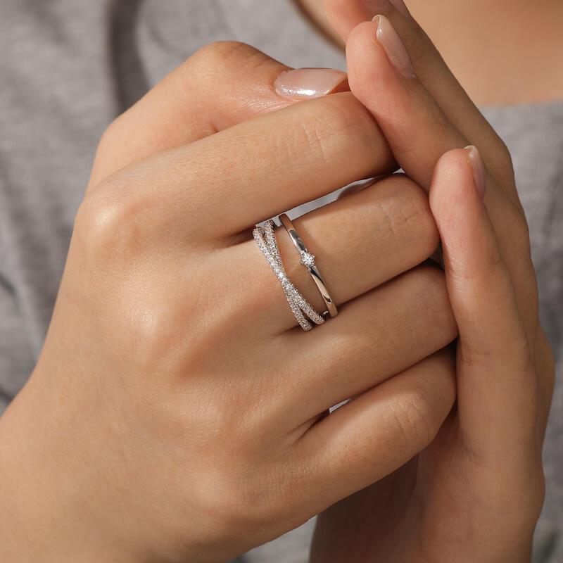 Jeulia Juego de Anillos Apilables Trenzado Minimalista Personalizados